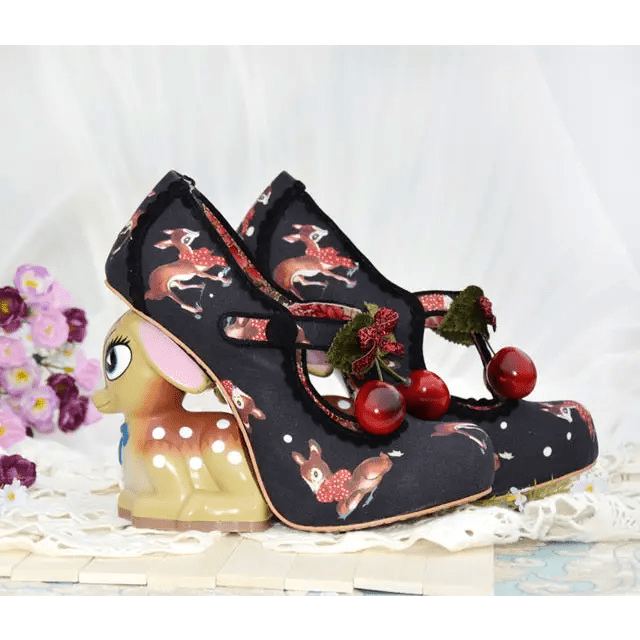 Luxury Vintage Inspired Baby Deer Platform Cherry Pumps - Cosparty