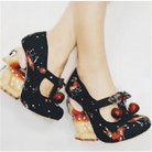 Luxury Vintage Inspired Baby Deer Platform Cherry Pumps - Cosparty