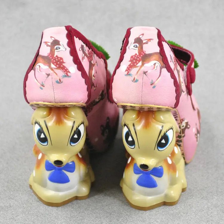 Luxury Vintage Inspired Baby Deer Platform Cherry Pumps - Cosparty