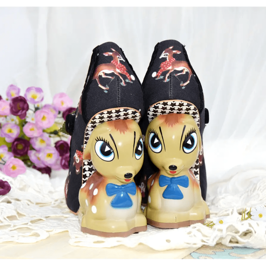 Luxury Vintage Inspired Baby Deer Platform Cherry Pumps - Cosparty
