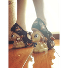 Luxury Vintage Inspired Baby Deer Platform Cherry Pumps - Cosparty