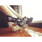 Luxury Vintage Inspired Baby Deer Platform Cherry Pumps - Cosparty