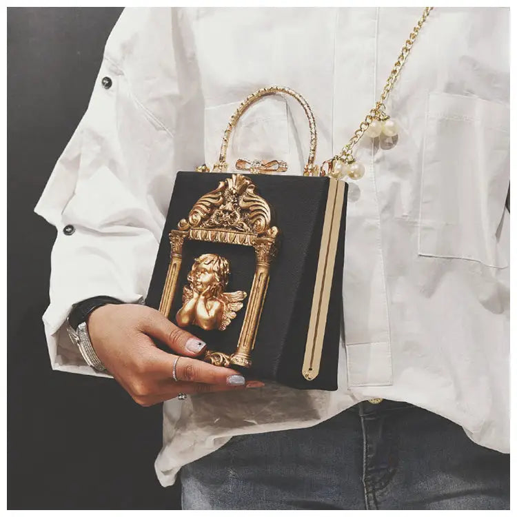 Luxury Vintage Victorian Angel Handbag with Cherub Design - Purse