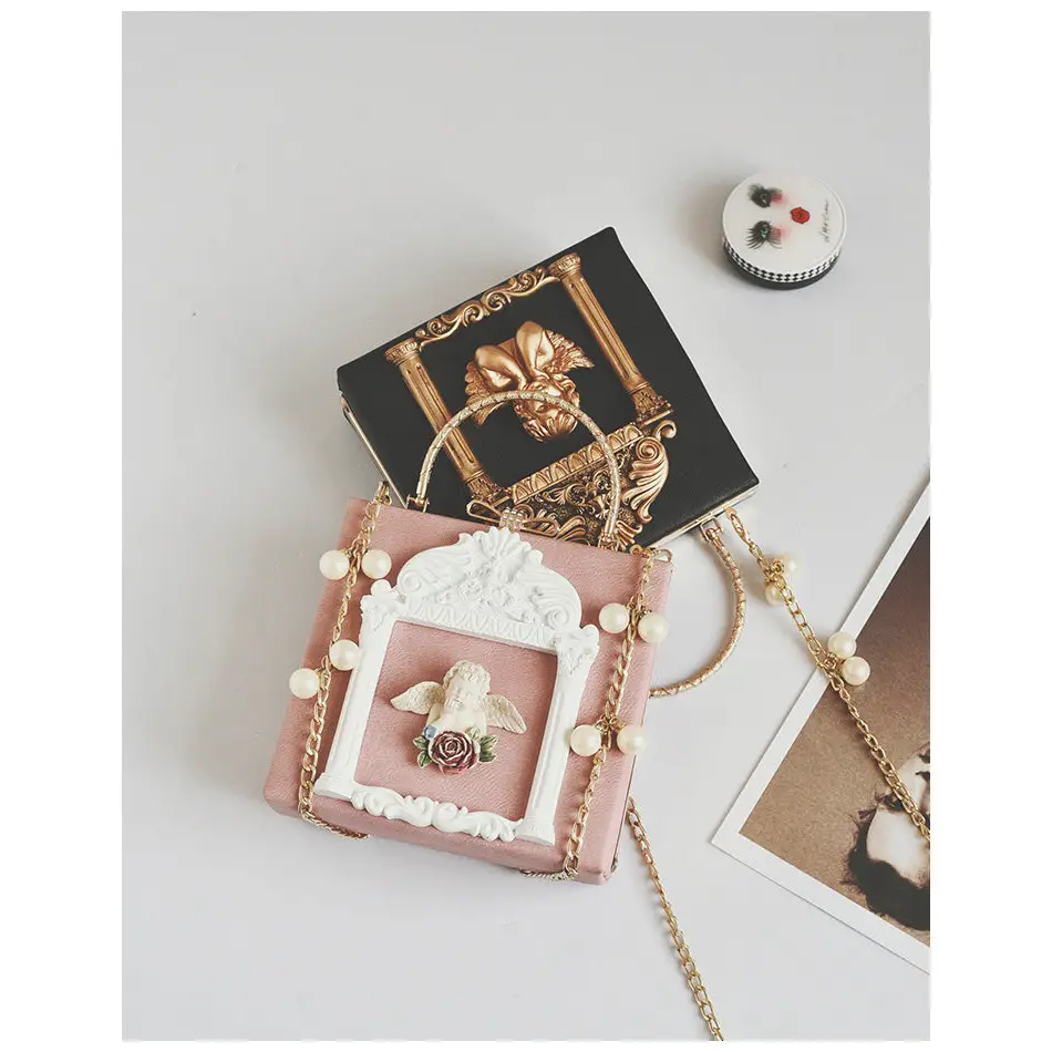 Luxury Vintage Victorian Angel Handbag with Cherub Design - Purse