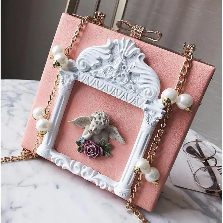 Elegant 3D Angel Handbag Victorian Vintage Aesthetic Pearls Mori Girl Lolita Fashion Style Purse Bag