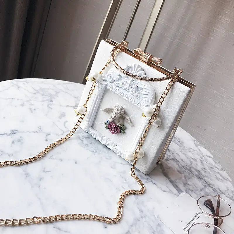 Luxury Vintage Victorian Angel Handbag with Cherub Design - Purse