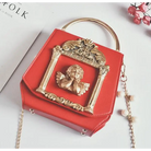 Luxury Vintage Victorian Angel Handbag with Cherub Design - Red - Purse