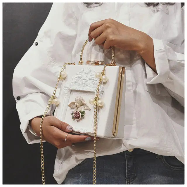 Luxury Vintage Victorian Angel Handbag with Cherub Design - Purse