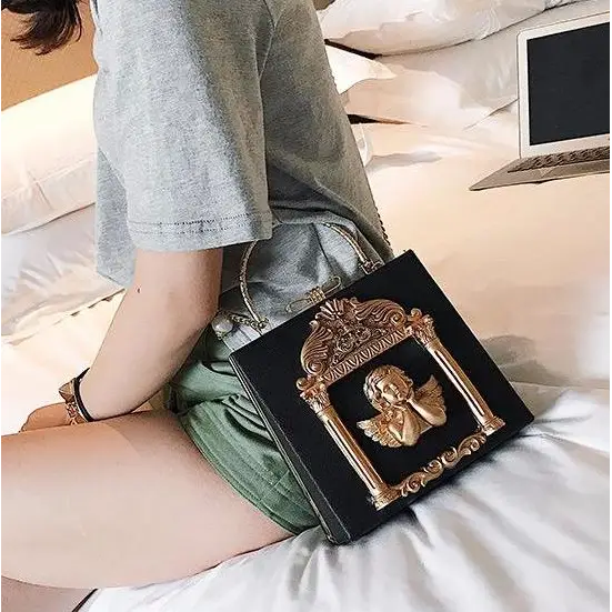 Luxury Vintage Victorian Angel Handbag with Cherub Design - Purse