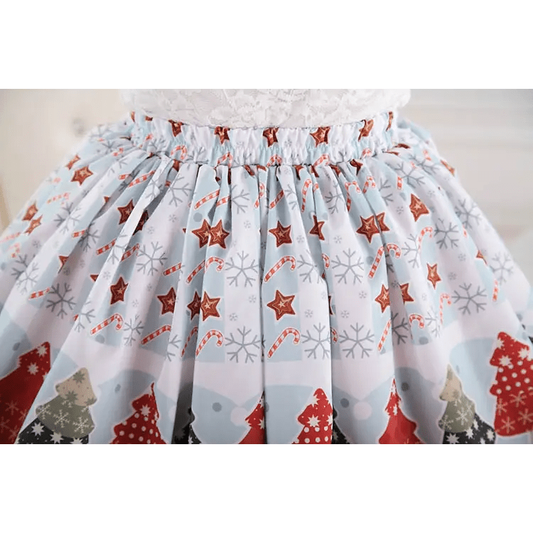 Luxury Winter Wonderland Skirt with Lace Trim and Pleats - Cosparty