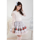 Luxury Winter Wonderland Skirt with Lace Trim and Pleats - Skirts