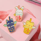 Magical Animal Boba Enamel Pins for Anime and Bubble Tea Fans - Cosparty