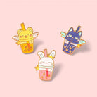 Magical Animal Boba Enamel Pins for Anime and Bubble Tea Fans - enamel pin