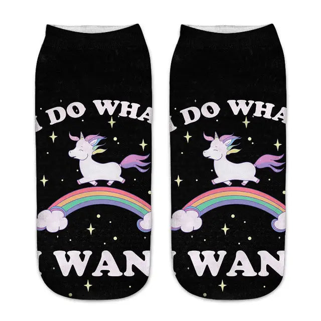 Magical Emoji Ankle Socks Inspired by Apple Unicorn Emoji - I do what I want - Socks