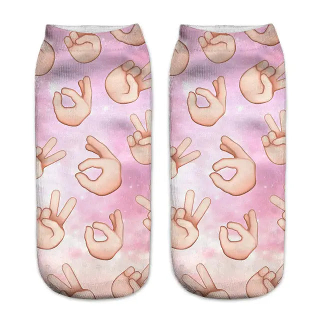 Magical Emoji Ankle Socks Inspired by Apple Unicorn Emoji - Peace - Socks