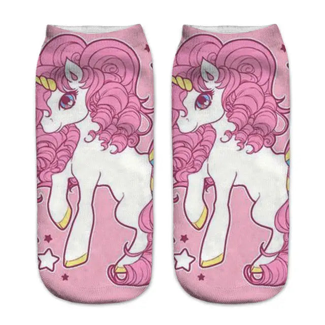 Magical Emoji Ankle Socks Inspired by Apple Unicorn Emoji - Pink Unicorn - Socks