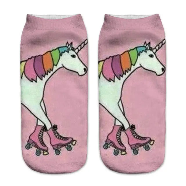 Magical Emoji Ankle Socks Inspired by Apple Unicorn Emoji - Rollerblade Unicorn - Socks