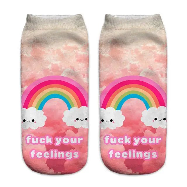 Magical Emoji Ankle Socks Inspired by Apple Unicorn Emoji - Cosparty