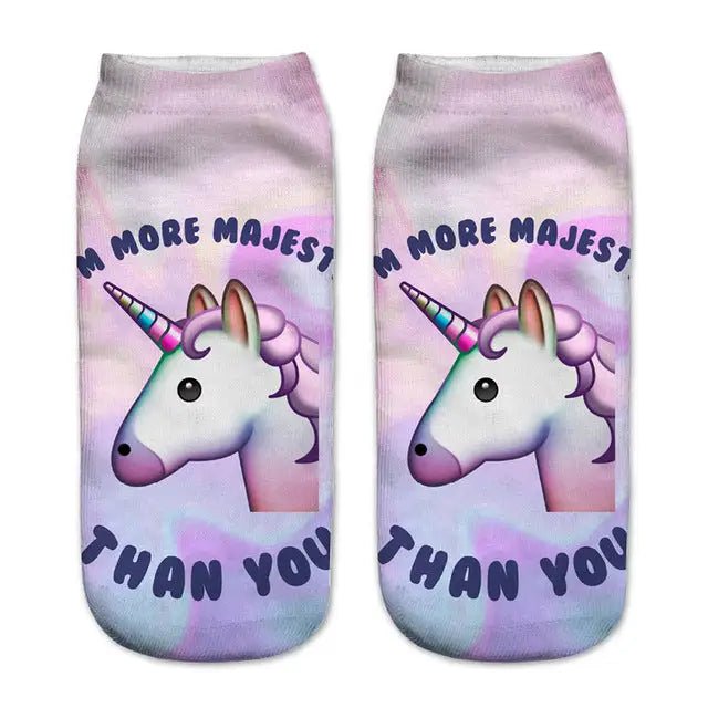 Magical Emoji Ankle Socks Inspired by Apple Unicorn Emoji - Cosparty