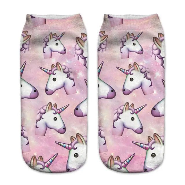 Magical Emoji Ankle Socks Inspired by Apple Unicorn Emoji - Cosparty