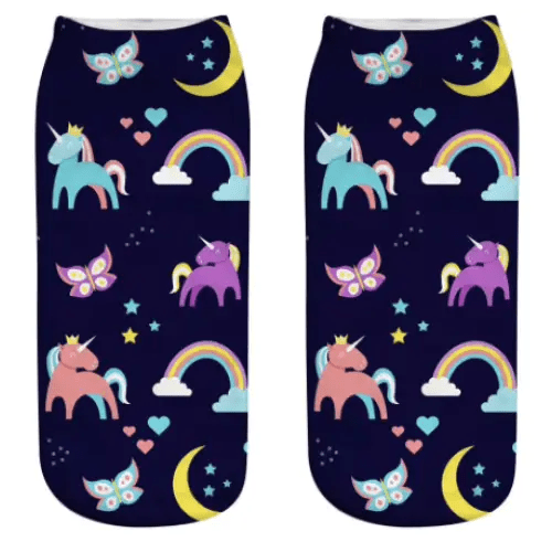Magical Emoji Ankle Socks Inspired by Apple Unicorn Emoji - Cosparty