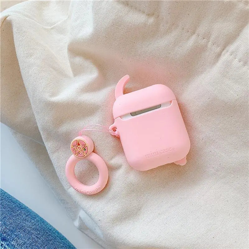 Magical Girl Airpod Case with Secure Closure and Ring Handle Instock - airpod case