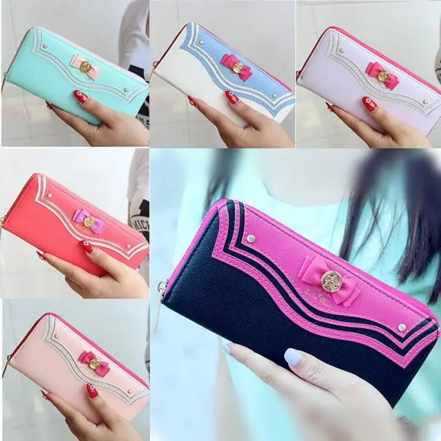 Magical Girl Inspired Zipper Clutch Wallet in Sailor Scout Style - Purse