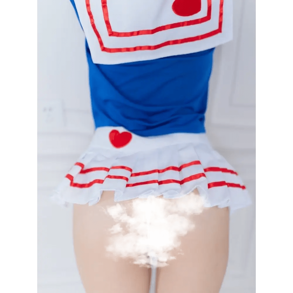 Magical Girl Lingerie Set with Lace Collar in Nautical Blue and White - Cosparty