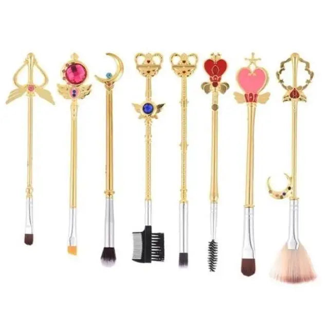 Magical Girl Wand Inspired 8 Piece Makeup Brush Set - makeup