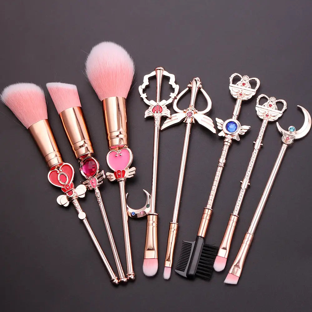 Magical Girl Wand Inspired 8 Piece Makeup Brush Set - makeup