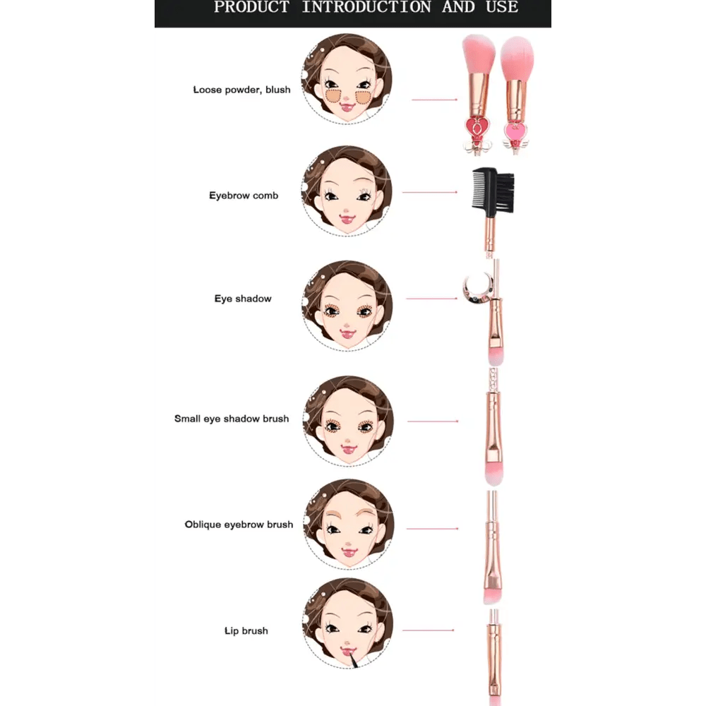 Magical Girl Wand Inspired 8 Piece Makeup Brush Set - Cosparty