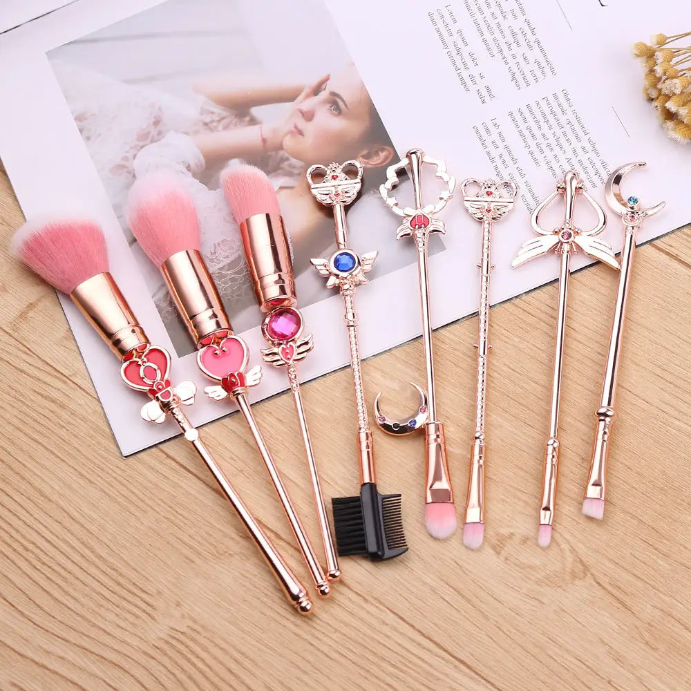 Magical Girl Wand Inspired 8 Piece Makeup Brush Set - makeup