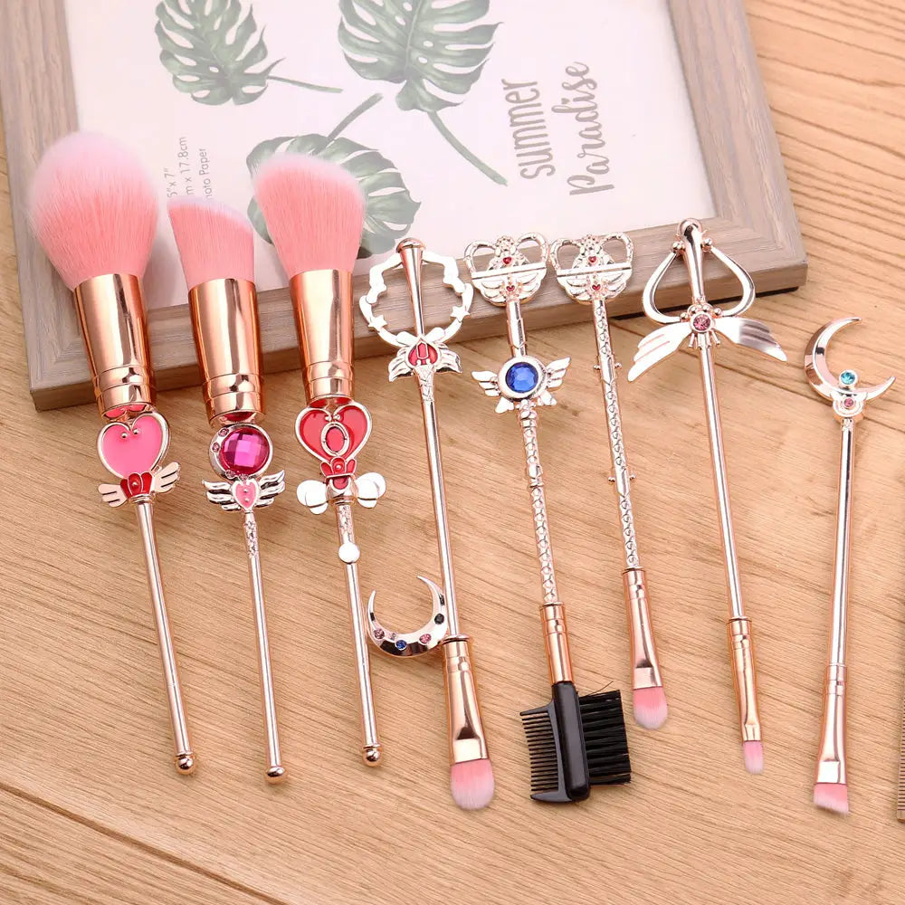 Magical Girl Wand Inspired 8 Piece Makeup Brush Set - makeup