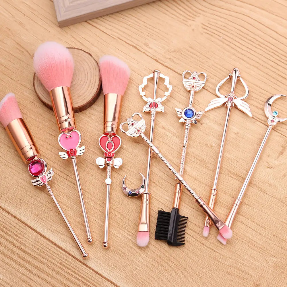 Magical Girl Wand Inspired 8 Piece Makeup Brush Set - makeup