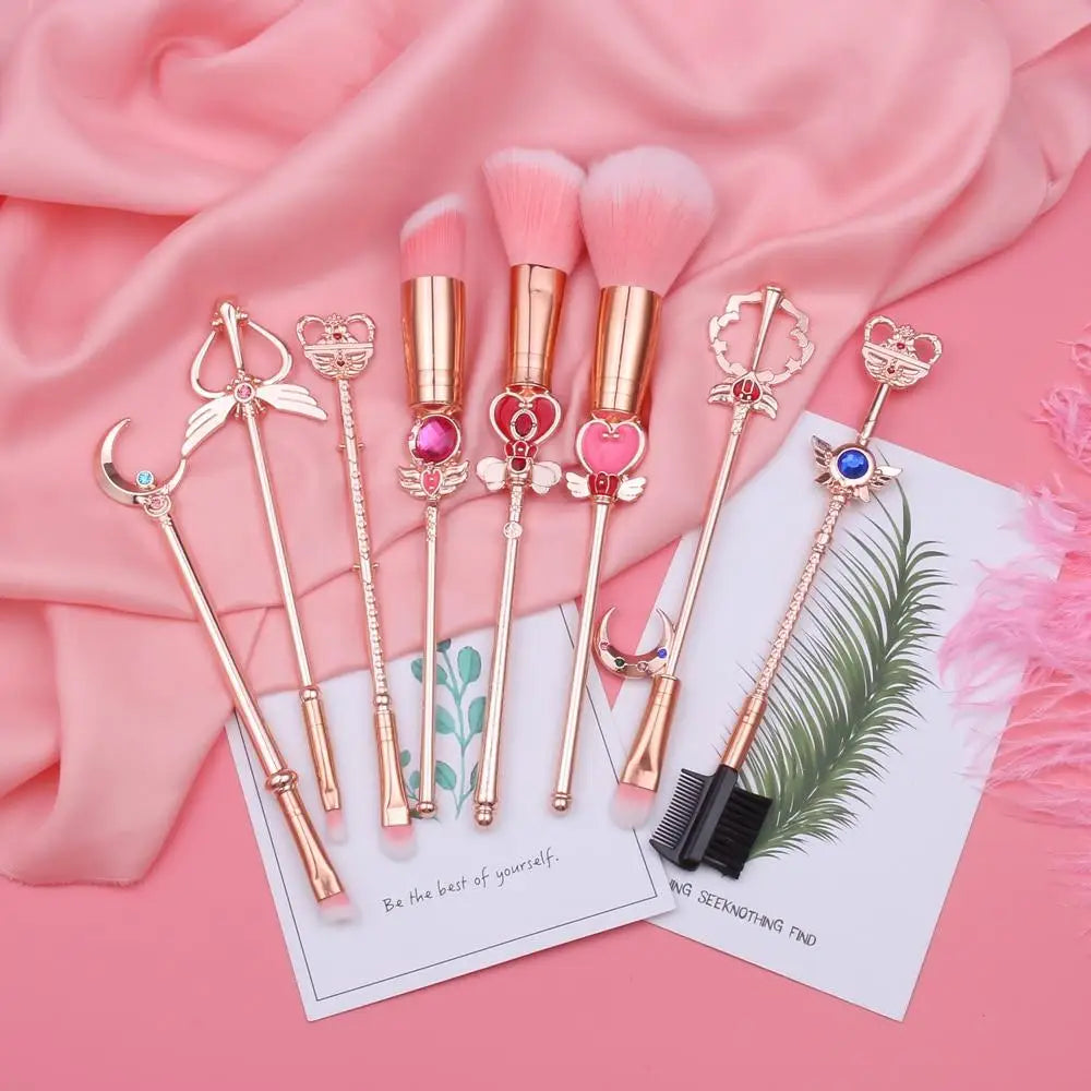 Magical Girl Wand Inspired 8 Piece Makeup Brush Set - makeup