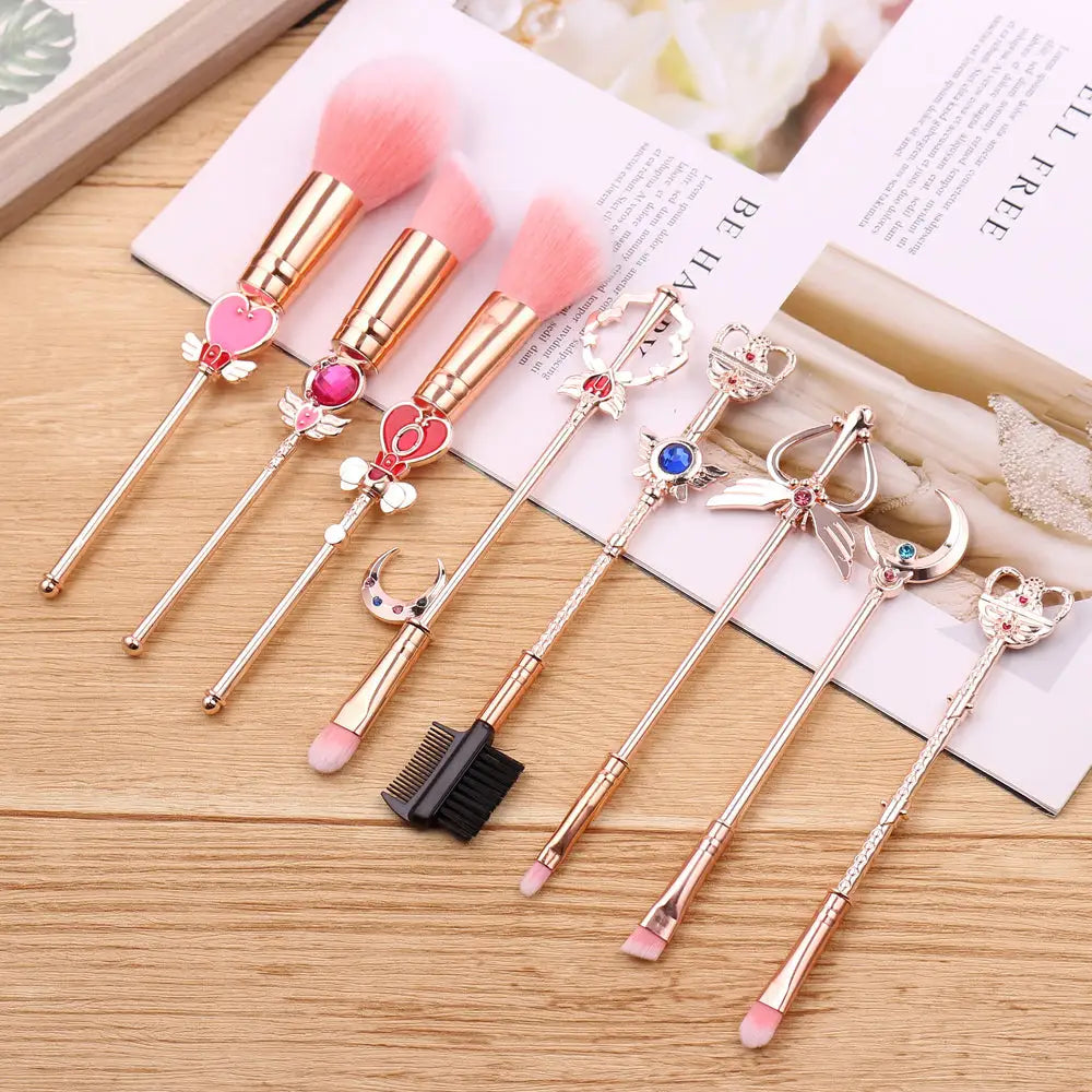 Magical Girl Wand Inspired 8 Piece Makeup Brush Set - makeup