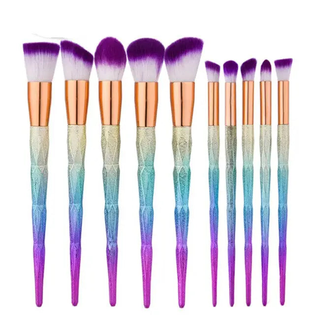 Magical Glittery Unicorn Makeup Brush Set - beauty