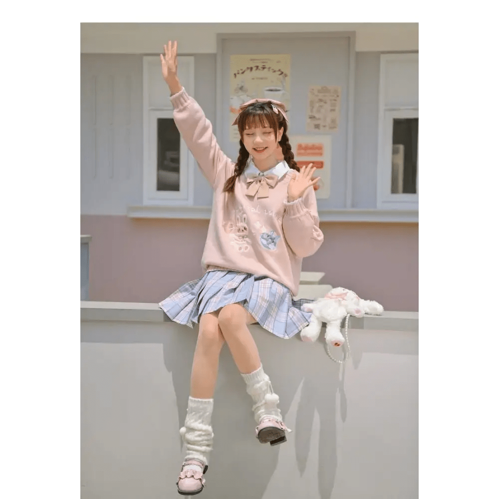 Magical Power Bunny Crewneck Sweater with Cosmic Design - Cosparty