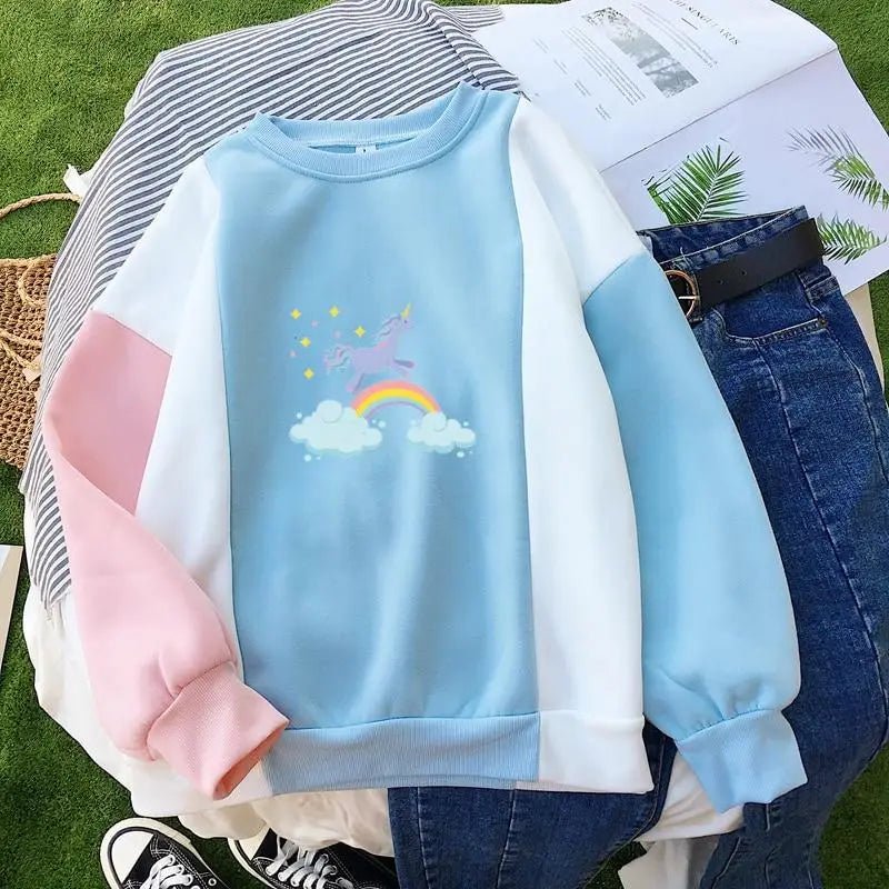 Magical Unicorn Pastel Patchwork Crewneck Sweatshirt - Cosparty