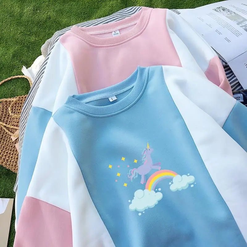 Magical Unicorn Pastel Patchwork Crewneck Sweatshirt - Cosparty