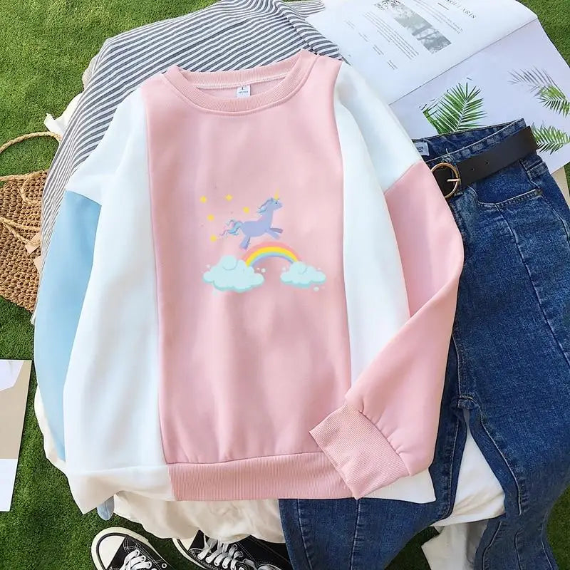 Magical Unicorn Pastel Patchwork Crewneck Sweatshirt - sweater