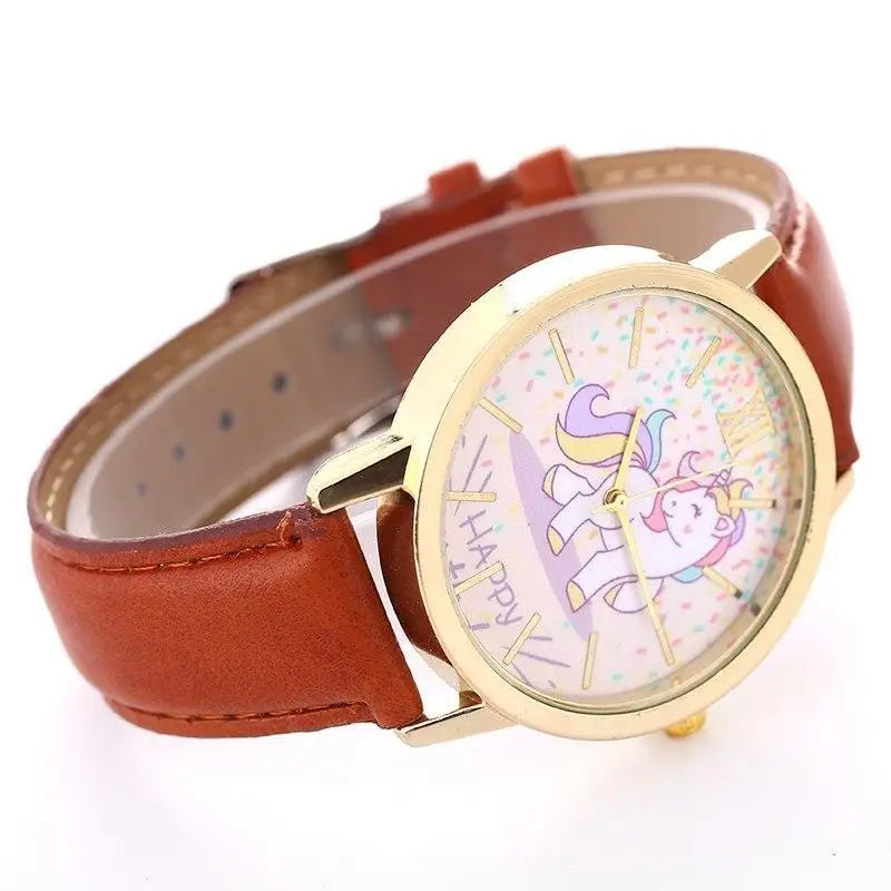 Magical Unicorn Wrist Watch with Gold Plated Hardware and Vegan Leather - bracelet