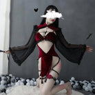 Majestic Priestess Cosplay Lingerie Set in Red Velvet - Cosparty