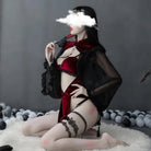 Majestic Priestess Cosplay Lingerie Set in Red Velvet - Cosparty