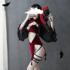 Majestic Priestess Cosplay Lingerie Set in Red Velvet - Cosparty