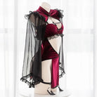 Majestic Priestess Cosplay Lingerie Set in Red Velvet - Cosparty