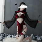 Majestic Priestess Cosplay Lingerie Set in Red Velvet - Cosparty
