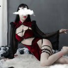 Majestic Priestess Cosplay Lingerie Set in Red Velvet - Cosparty