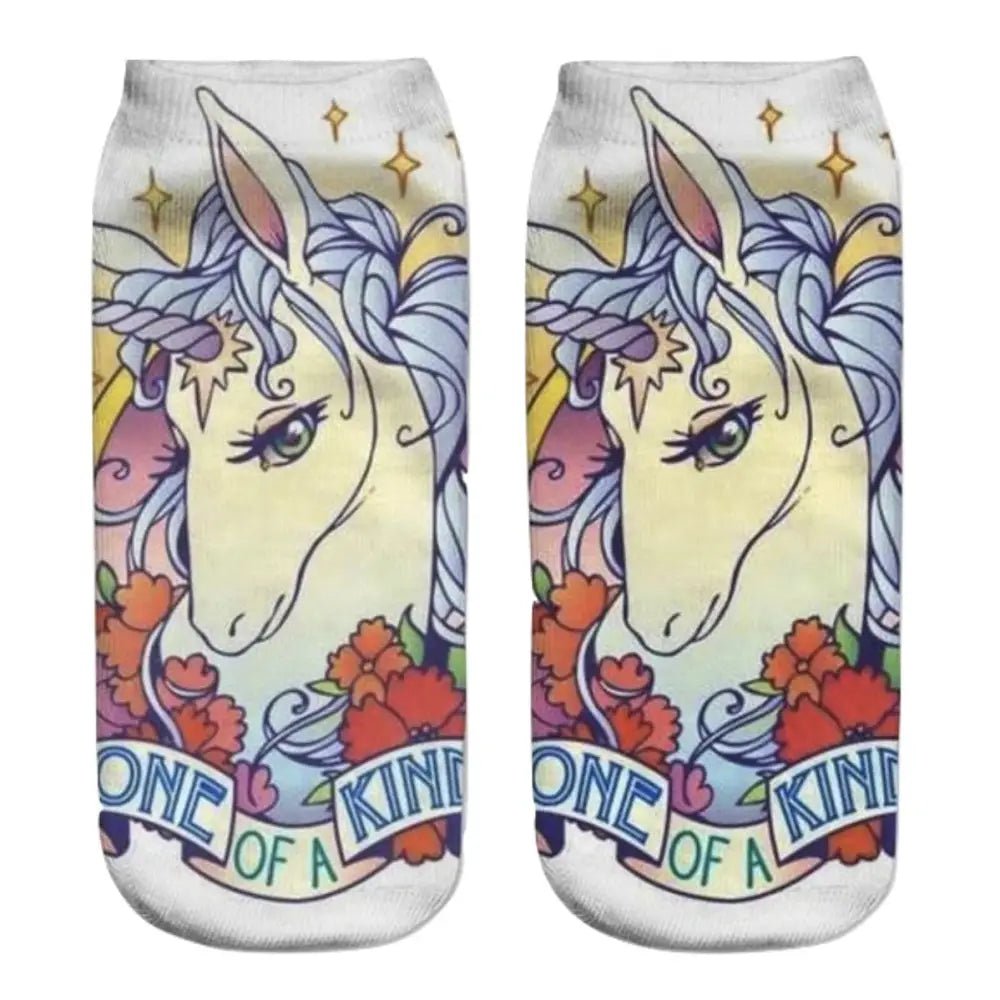 Majestic White Unicorn Socks with One Of A Kind Design - Cosparty