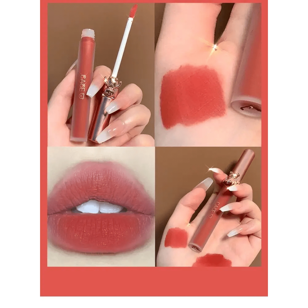 Matte Velvet Bear Liquid Lipstick in Adorable Rose Gold Packaging - Cosparty